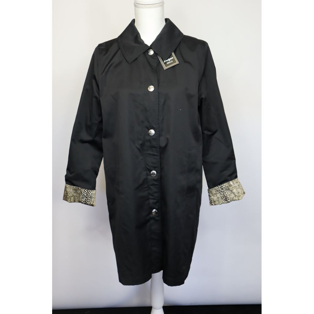 Michael Kors Black and Snake Print Reversible Coat‎ Size M